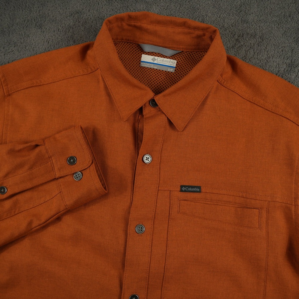 Columbia Shirt Mens Small Pilsner Lodge long sleeve Orange‎ Omni-Wick Vented